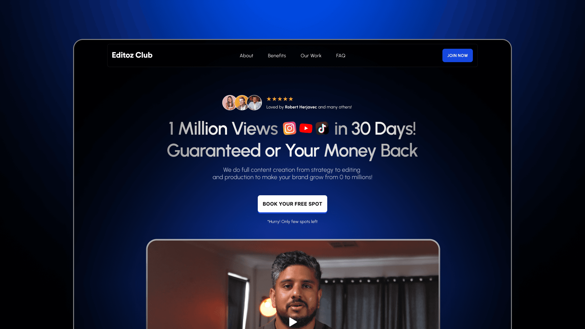 Editoz Club Landing Page Redesign - Sehan Weerasekara